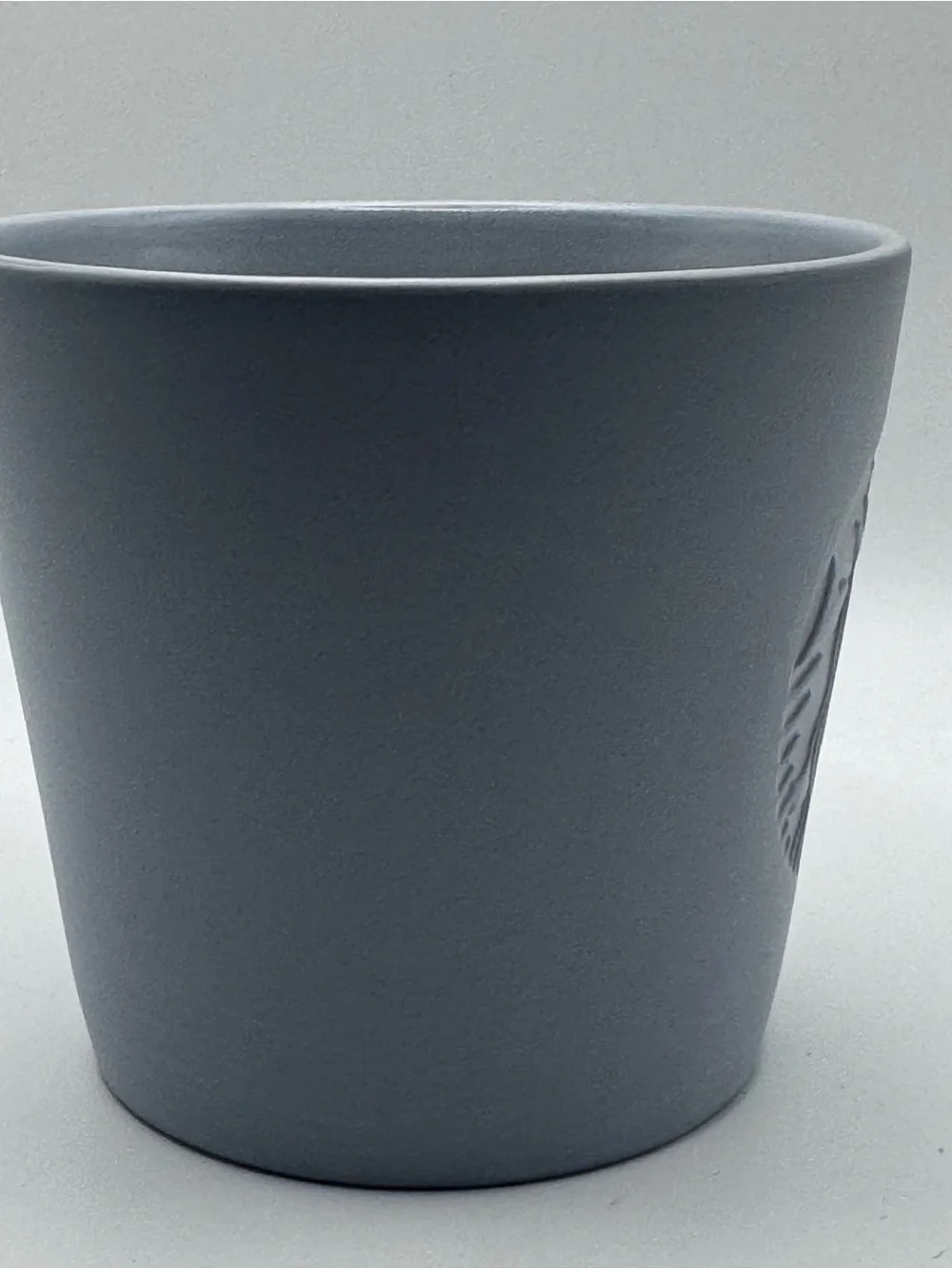 STARBUCKS 2019 Matte Gray Coffee Mug, Embossed, Siren, Wide Mouth, 12 oz
